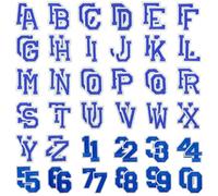 Allazone 72 Pz Toppe Termoadesive Lettere da A-Z en 0-9 Toppa Termoadesiva Toppe per Vestiti, Pantaloni, Cappelli, Borse, Blu