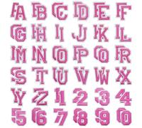 Allazone 72 Pz Toppe Termoadesive Lettere da A-Z en 0-9 Toppa Termoadesiva Toppe per Vestiti, Pantaloni, Cappelli, Borse, Rosa