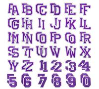 Allazone 72 Pz Toppe Termoadesive Lettere da A-Z en 0-9 Toppa Termoadesiva Toppe per Vestiti, Pantaloni, Cappelli, Borse, Viola