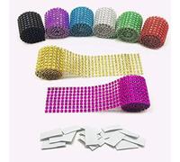 Allazone 8 Colori 8 Righe Nastro di Diamante Acrilico Strass, Nastro adesivo e Anello Autoadesivo per Torte Nuziali, Decorazioni di Compleanno, Doccia Eventi di Bambini e Progetti d’Arti e di Mestieri