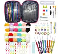 Allazone Kit all'uncinetto per principianti e adulti, kit all'uncinetto per bambini e adulti, 131 pezzi, kit professionale per lavorare a maglia all'uncinetto, kit per lavoro a maglia con aghi e