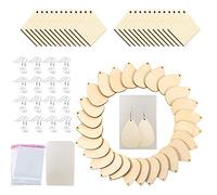 Allazone Orecchini Pendenti in Legno Grezzo, 120 Pz Ganci e Anelli di Salto per Gioielli Fai Da Te, Creazione Artigianale