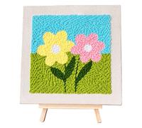 Allazone Punch Needle Kit Telaio Kit di Ricamo per Aghi da Punzonatura Quadrata Ricamo Starter Kit con Flower Pattern, Penna per Adulti Principianti, Fiori Gialli e Rosa