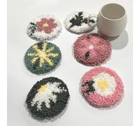 Allazone Punch Needle Ricamo Starter Kit, 6 Pz Kit Coasters da Ricamo con Ago, Completo per Semplice Casual Adulti Principianti, Fiori