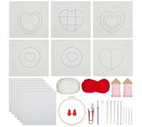 Allazone Punch Needle Ricamo Starter Kit, 6 Pz Kit Coasters da Ricamo con Ago, Kit Completo per Ricamo Semplice Casual Adulti Principianti, Cuore