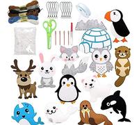 Allazone Set da Cucito per Bambini, Kit Fai Da Te in Feltro 14 Stile Animale Kit da Cucito in Feltro, Kit da Cucito Creativo per Bambini Educativi e Principianti