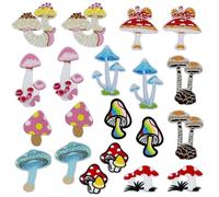 Allazone Toppe per Vestiti, Toppe Termoadesive per Tessuti per Vestiti Da Cucire Ricamate, Zaini Giacche Jean, 20 Pz Funghi