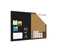 Lavagna in sughero COMBI sughero nero / magnetica nera 90x60 cornice in legno laccato nero