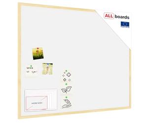 ALLboards Bacheca in sughero bianco cornice in legno 100×80 cm, Bacheca Sughero per Puntine Spille Memoboard