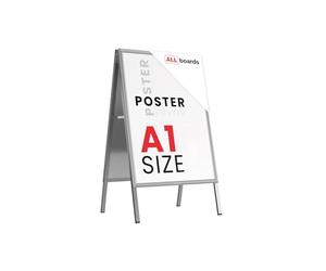 ALLboards Espositore pubblicitario con cavalletto a scatto A1 bifacciale struttura in alluminio grigio (OWZ_P_02)