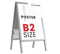 ALLboards Espositore pubblicitario con cavalletto a scatto B2 bifacciale struttura in alluminio grigio