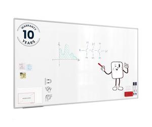 ALLboards Lavagna Bianca Magnetica Cancellabile a Secco Cornice in Alluminio Anodizzato | 220x120 cm | Vassoio Portapennarelli, Superficie Laccata