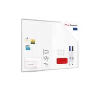 ALLboards Lavagna Bianca Magnetica con Cornice in Alluminio EXPO 120x90cm Scrivibile e Cancellabile a Secco, a Parete