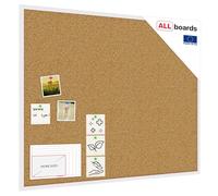 Lavagna in Sughero con Cornice Bianco in Legno 100x80 cm, Bacheca Sughero per Puntine Spille Memoboard