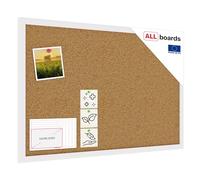 ALLboards Lavagna in Sughero con Cornice Bianco in Legno 60x40cm, Bacheca Sughero per Puntine Spille Memoboard