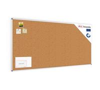 ALLboards Lavagna in Sughero con Cornice in Alluminio 200x100cm, Bacheca Sughero per Puntine Spille Alluminio Anodizzato Memoboard