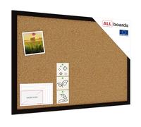 ALLboards Lavagna in Sughero con Cornice Nero in Legno 60x40cm, Bacheca Sughero per Puntine Spille Memoboard