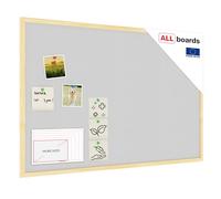 ALLboards Lavagna in Sughero Grigio Chiaro con Cornice in Legno 90x60cm, Bacheca Sughero per Puntine Spille Memoboard