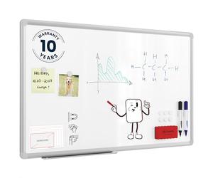 ALLboards Lavagna magnetica 80 x 50 cm, con cornice in alluminio Premium EXPO e portapenne, bianca, magnetica, lavabile a secco, lavagna bianca riscrivibile