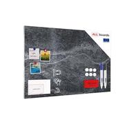 ALLboards Lavagna magnetica metallica Dark Stone, 90 x 60 cm, per ogni tipo di magnete, bacheca magnetica + set di accessori gratuito