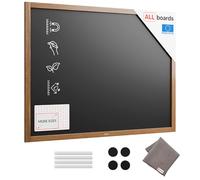 ALLboards Lavagna Nera da Gesso MAGNETICA con Cornice in Legno, resistente all'acqua 120x90cm, Scrivibile con Gessetti e Pennarelli a Gesso, Per Bar, Ristoranti, Menu