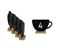 ALLboards Lavagnetta per gesso bifacciale CAFFE FORMA DI TAZZA DI CAFFE per Menu Tavolo - set 4 pezzi