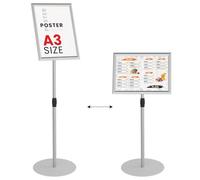 ALLboards Leggio porta menù da esterno A3 struttura a scatto in alluminio argento