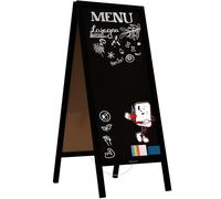 ALLboards Stopper per clienti con telaio in legno nero 150 x 61 cm, lavagna pubblicitaria, espositore per marciapiedi, cavaliere stradale, gesso
