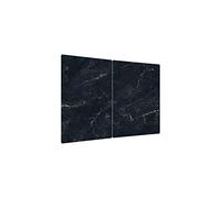 ALLboards Tagliere Coprifornelli in Vetro Universale con Stampa Marmo Nero 2 Pezzi, Protezione per Piani Cottura, Piano di Lavoro, in Vetro Temperato, Decorazione Cucina, 52x30cm