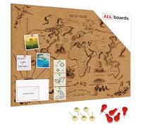 ALLboards World Map 2 - Bacheca in sughero senza cornice, 90 x 60 cm