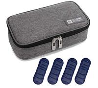 ALLCAMP Borsa termica piccola per insulina da viaggio Grigio scuro | Adatta TSA, quattro panetti, freddo sei-otto ore, Oxford 600D, rivestimento in alluminio, viaggio e uso quotidiano
