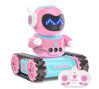 ALLCELE Robot giocattolo per bambini, giocattolo RC robot carro armato giocattolo con occhi LED e musica programmazione citofono e modalità danza, regalo di Pasqua per bambini sopra i 3 anni