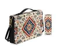 Allcute Borsa da donna con stampa di arte religiosa, impermeabile, in pelle sintetica, con segnalibro e tracolla, Retro Beige Geometrico Azteco, 10.2x7x1.9 inches