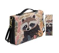Allcute Custodia per bibbia con stampa estetica per le donne con segnalibro in pelle PU Bibbia copertura borsa con tracolla, Artistico Carino Floreale Procione, 9.2x6.3x1.6 inches
