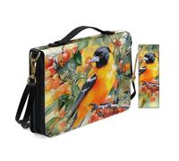 Allcute Custodia per bibbia con stampa estetica per le donne con segnalibro in pelle PU Bibbia copertura borsa con tracolla, Stile acquerello rami uccello, 11.2x8x2.2 inches