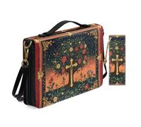 Allcute Custodia per bibbia con stampa estetica per le donne con segnalibro in pelle PU Bibbia copertura borsa con tracolla, Albero Vintage Croce Floreale, 9.2x6.3x1.6 inches