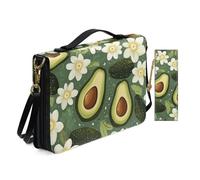 Allcute Custodia per bibbia con stampa estetica per le donne con segnalibro in pelle PU Bibbia copertura borsa con tracolla, Avocado floreale carino, 9.2x6.3x1.6 inches
