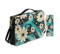 Allcute Custodia per bibbia vintage floreale da donna con segnalibro in pelle PU con cerniera e manico a tracolla, Daisy Fioritura vibrante, 12x9x2.4 inches