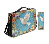Allcute Custodia per bibbia vintage stampata a tema religioso da donna, borsa leggera a tracolla con segnalibro, Illustrazione Religiosa Fiori Colomba, 9.2x6.3x1.6 inches