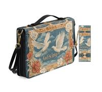 Allcute Custodia per donna con stampa a tema religioso vintage, leggera, con tracolla e segnalibro, Colomba Floreale Classica, 12x9x2.4 inches