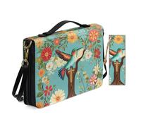 Allcute Custodia per donna con stampa a tema religioso vintage, leggera, con tracolla e segnalibro, Fiori Croce Colibrì, 11.2x8x2.2 inches