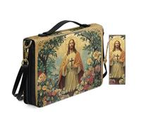Allcute Custodia per donna con stampa a tema religioso vintage, leggera, con tracolla e segnalibro, Gesù Sacro Floreale Classico, 9.2x6.3x1.6 inches
