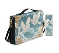 Allcute Custodia per donna con stampa a tema religioso vintage, leggera, con tracolla e segnalibro, Romantica stampa floreale colomba God is Love, 12x9x2.4 inches