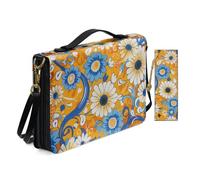 Allcute Religioso Art Print Bibbia Borse per le Donne Impermeabile PU Pelle Bibbia Cover Case con Segnalibro Tracolla, Estetica Vintage Daisy, 9.2x6.3x1.6 inches