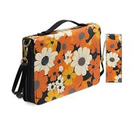 Allcute Religioso Art Print Bibbia Borse per le Donne Impermeabile PU Pelle Bibbia Cover Case con Segnalibro Tracolla, Fiori estetici in fiore, 10.2x7x1.9 inches