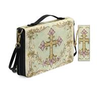Allcute Religioso Art Print Bibbia Borse per le Donne Impermeabile PU Pelle Bibbia Cover Case con Segnalibro Tracolla, Croce d'arte religiosa vintage, 10.2x7x1.9 inches