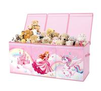 alldomess Cesto Portagiochi Bambini, con Coperchio e Maniglie, Grandi Contenitore Giochi Bambini Ragazzi e Ragazze, Scatola Pieghevole, Camera da letto, Sala da giochi,Principessa Unicorno