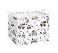 alldomess Grande Cesta Portaoggetti con Manico, Impermeabile, Rettangolare, per Vestiti e Giocattoli, Cesta Portaoggetti per Bambini Ragazze e Ragazzi, 40x30x30 cm(Veicolo da Cantiere)