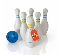alldoro 60131 XXL Bowling Set - 6 birilli bianchi riempibili, altezza 42 cm e 1 palla da bowling - gioco di bowling con borsa, per bambini dai 3 anni in su