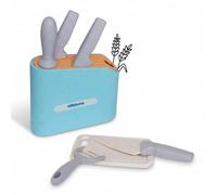 alldoro 60426 Blocco di coltelli giocattolo - Set di 7 pezzi per la cucina dei bambini - in plastica e paglia di grano